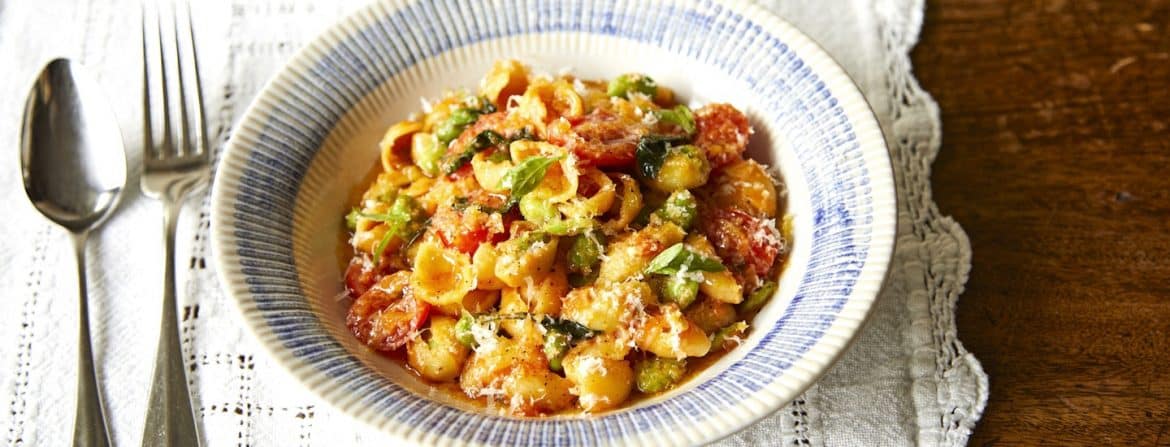 Orecchiette aux tomates et fèves Orecchiette aux tomates et fèves